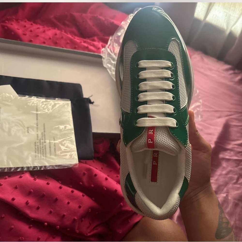 Prada Green and White Men's Sneakers
